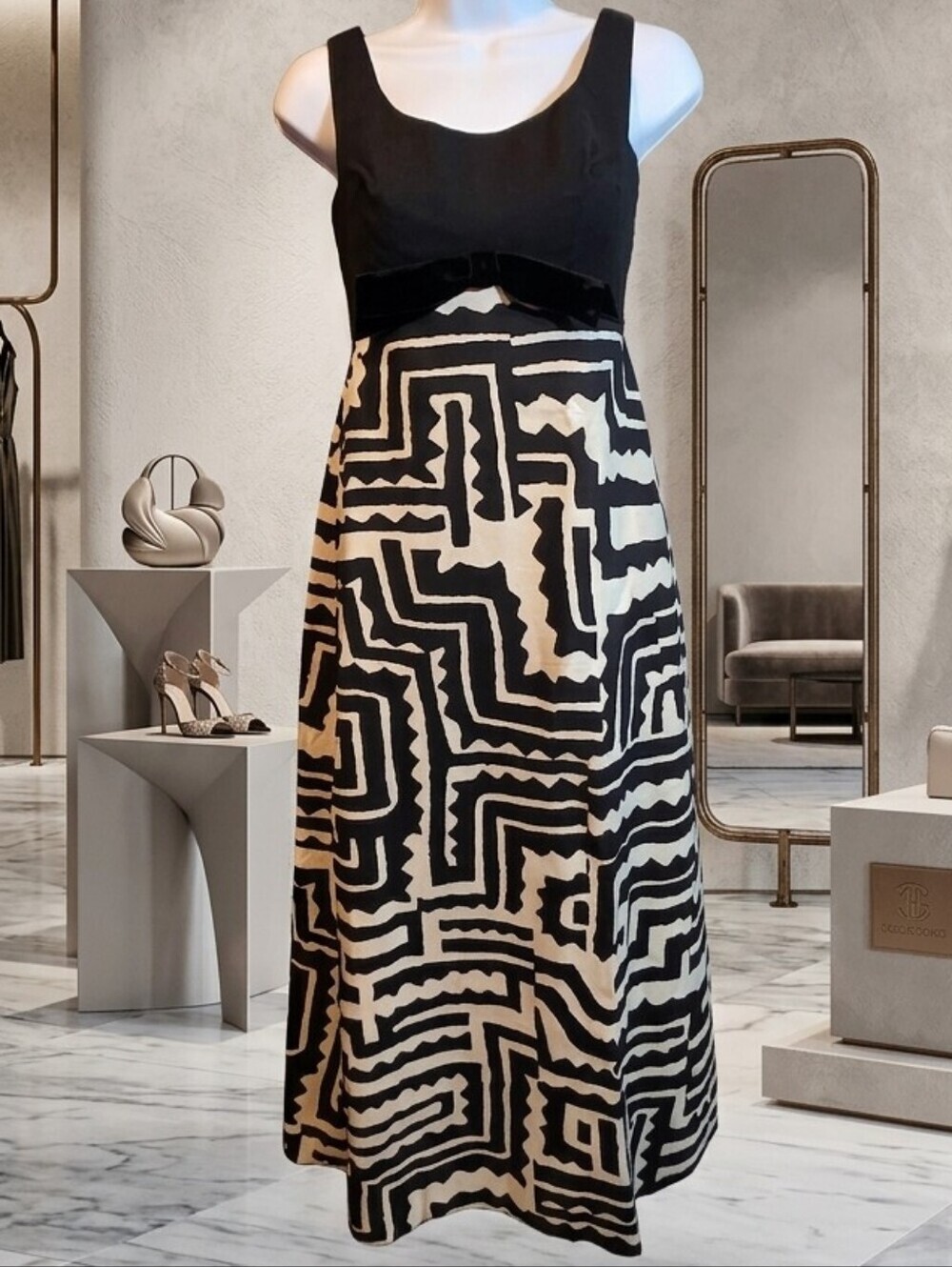 VTG 60s Lord & Taylor 100% Linen Mod Maxi Dress ILGWU Size 5 Scoop